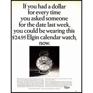 1963 Elgin Sportsman Calendar Watch Vintage Print Ad Wall Art 10x13